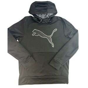Puma Hoodie Men's Medium Black Active Training Pullover Long Sleeve Sweatshirt